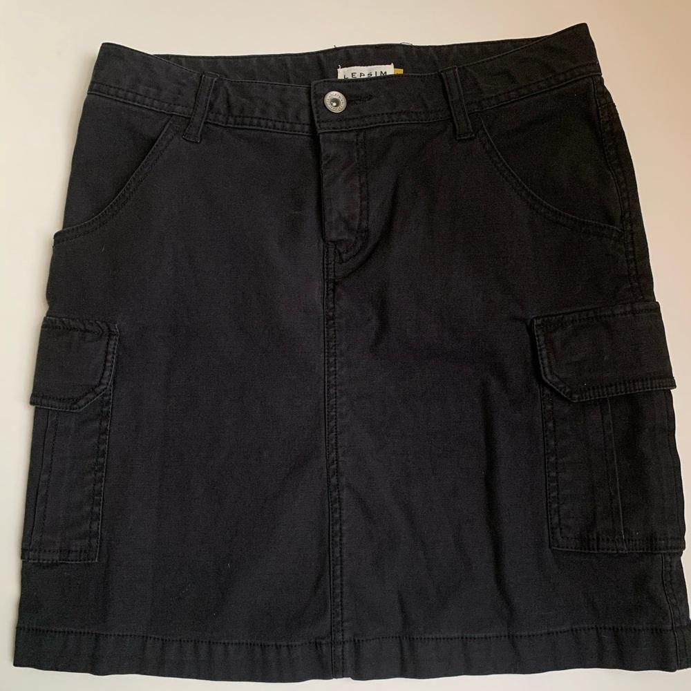 Lepsim Black Cargo Mini Skirt